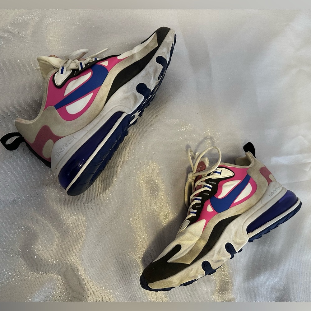 Nike Womens Air Max 270 React Summit White Fuchsia Blue CI3899-100 Size 7.5